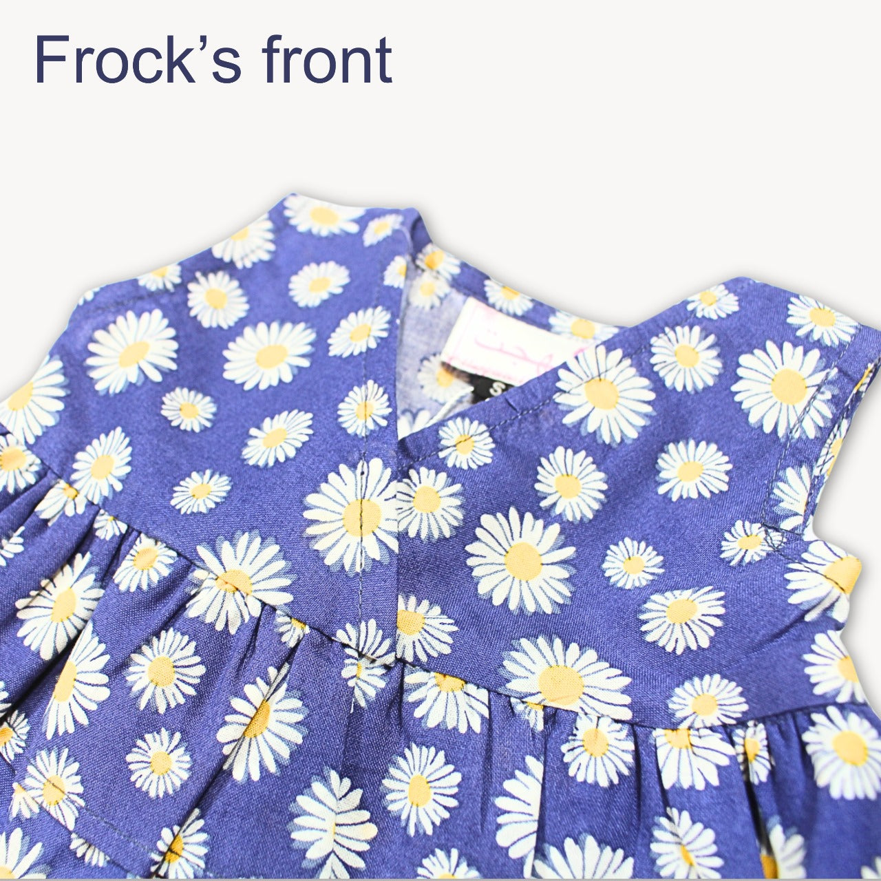 Navy Blue Sunflower Summer Printed Cotton Frock