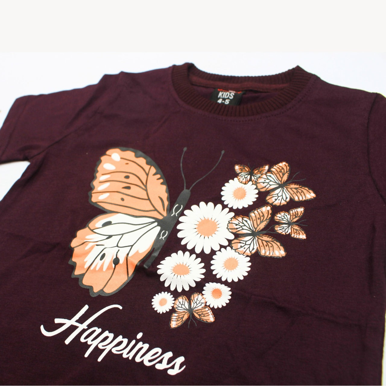 Maroon Butterfly Printed Cotton T-Shirt