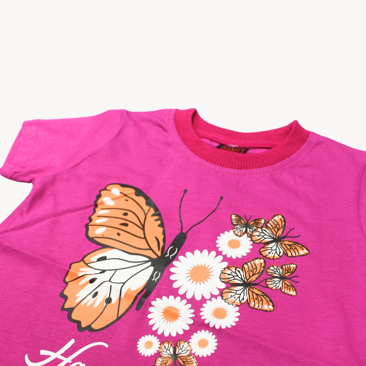 Pink Happiness Butterfly Printed Cotton T-Shirt