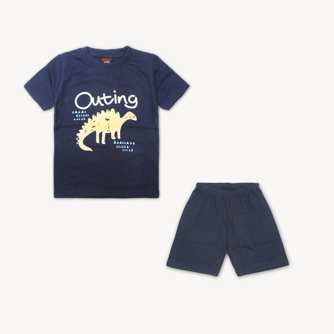Navy Blue Outing Dino Printed Shirt & Short Set