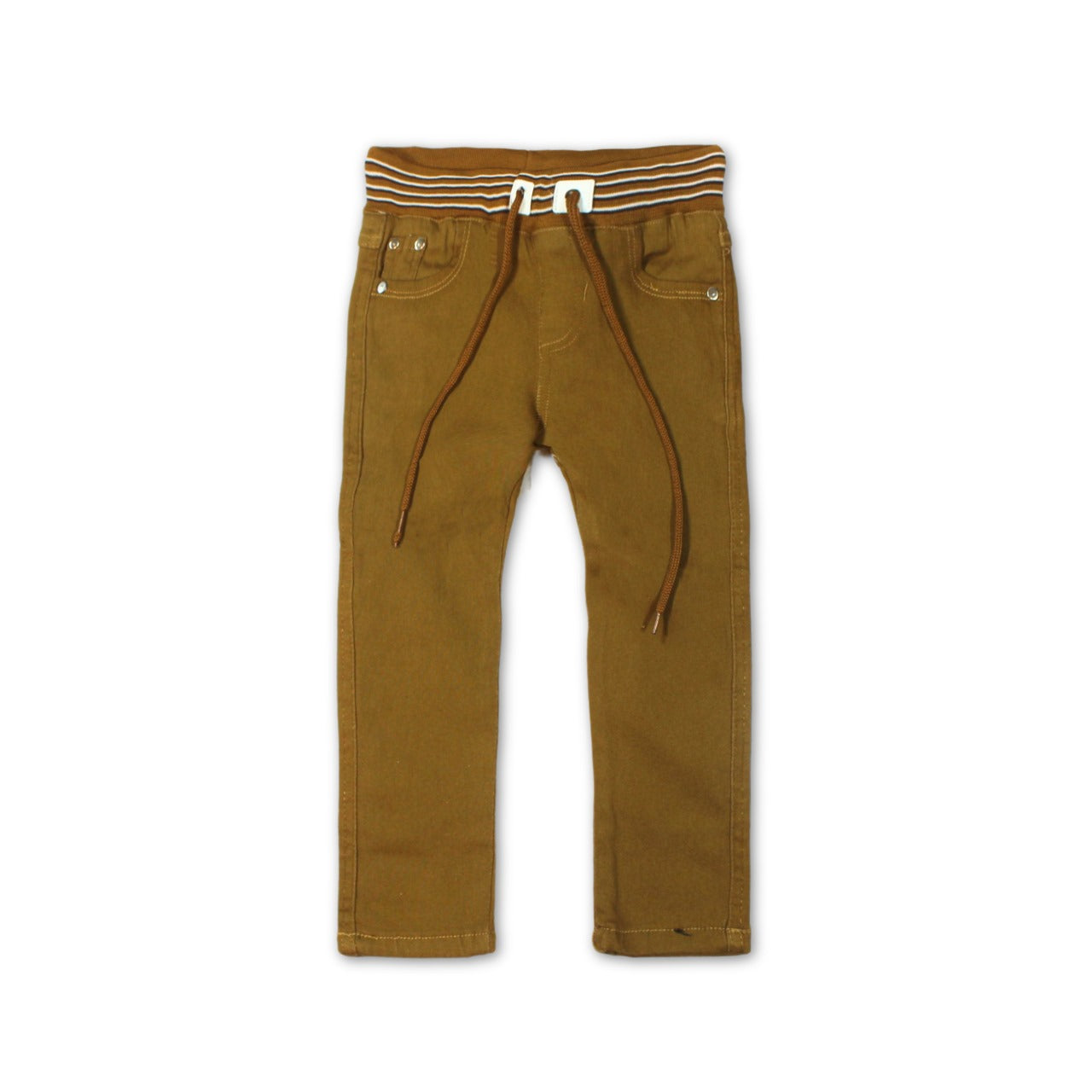 Brown Pull on Stretchable Denim Pants