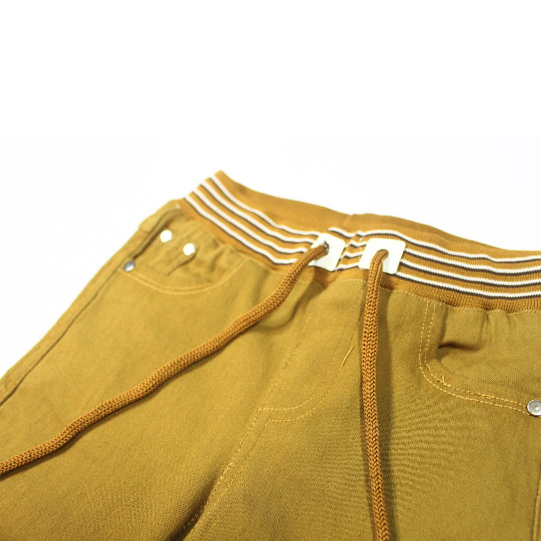 Brown Pull on Stretchable Denim Pants