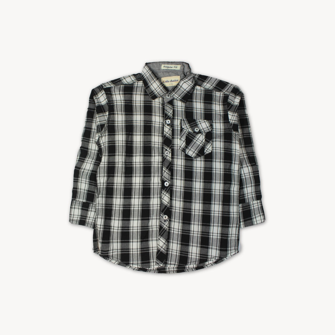 White & Black Checkered Casual Shirt Full Sleeves