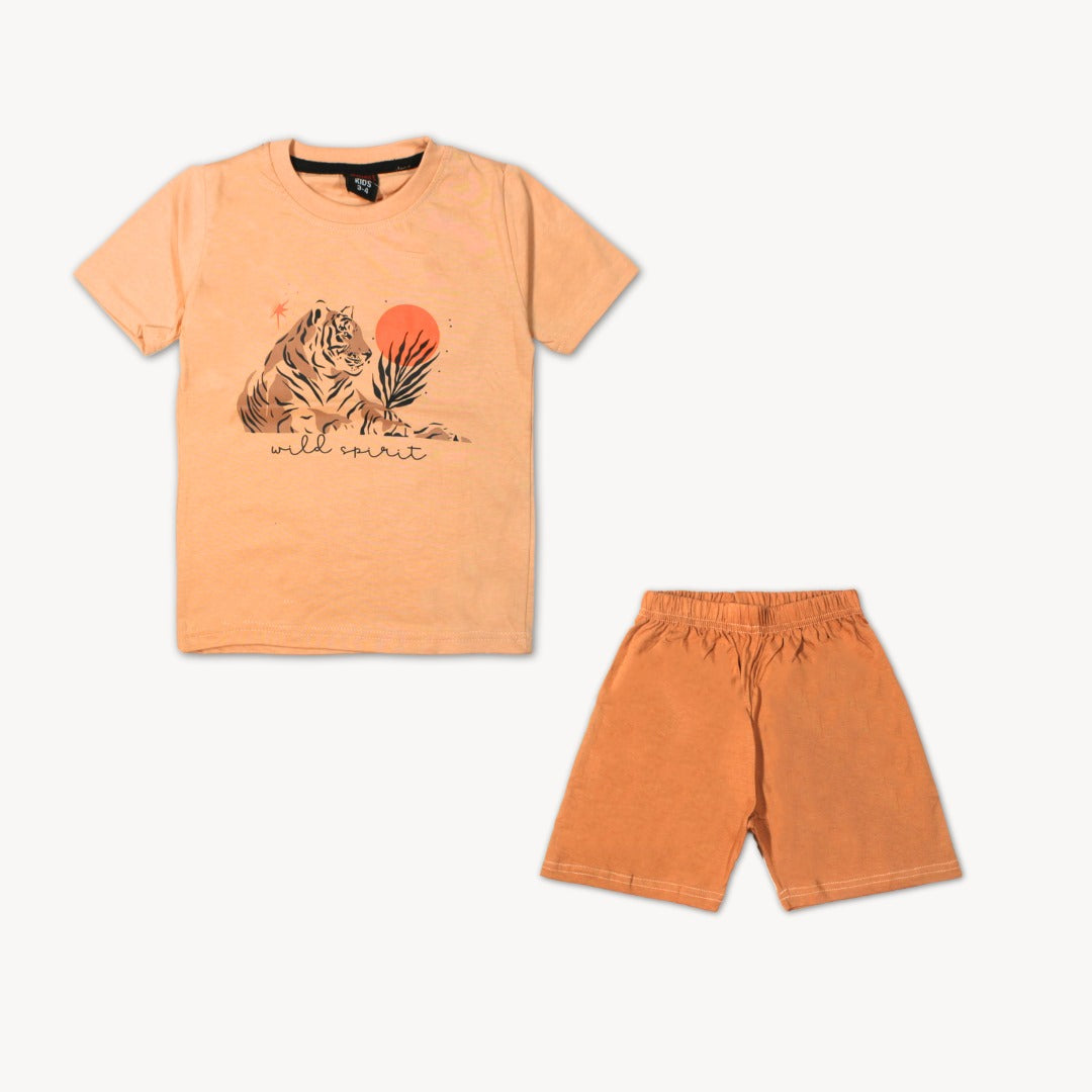 Peach Tiger Wild Spirit Shirt & Short Set