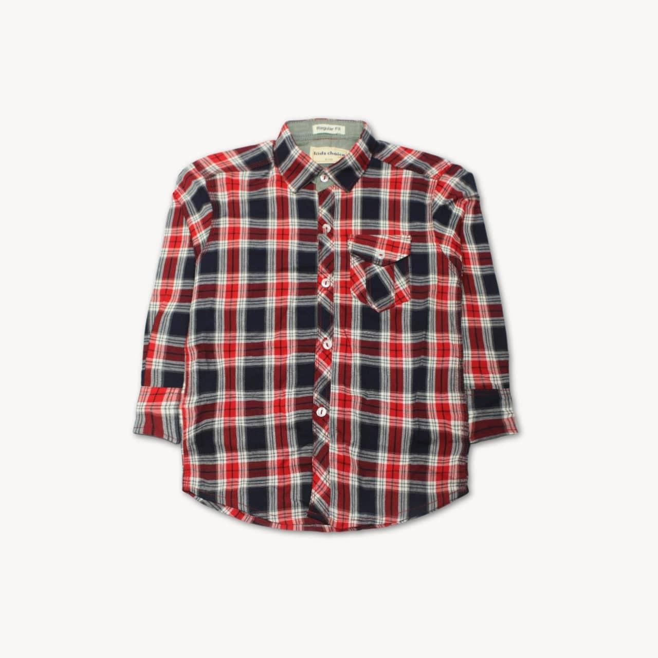 Red, White & Navy Blue Checkered Casual Shirt Full Sleeves