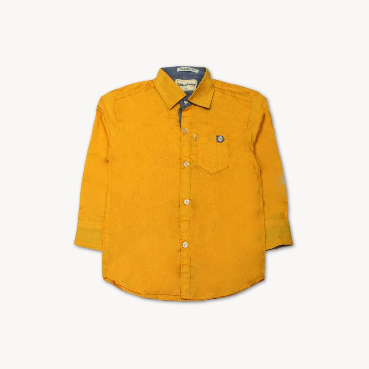 Mustard Plain Casual Shirt Full Sleeves