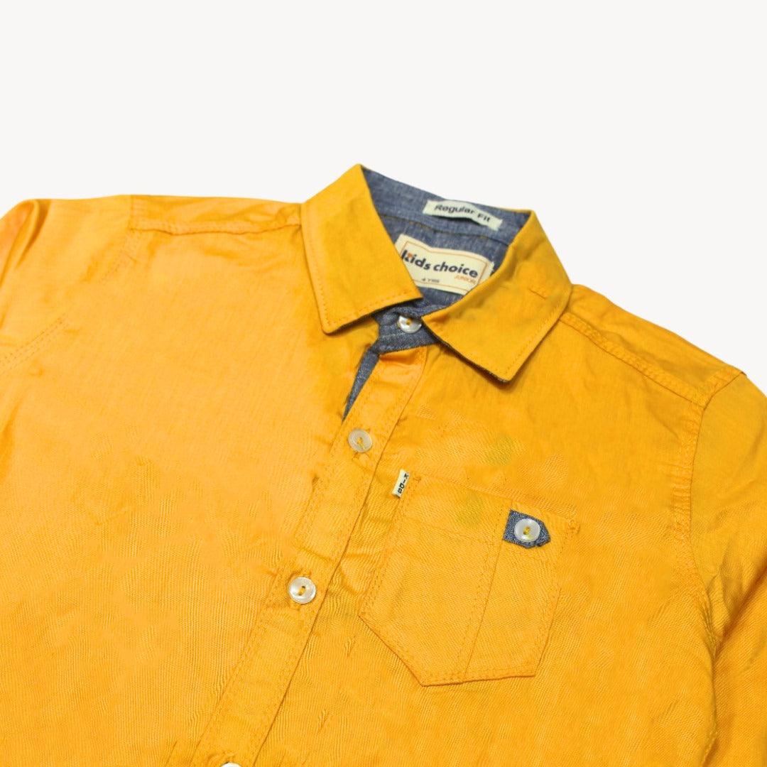 Mustard Plain Casual Shirt Full Sleeves