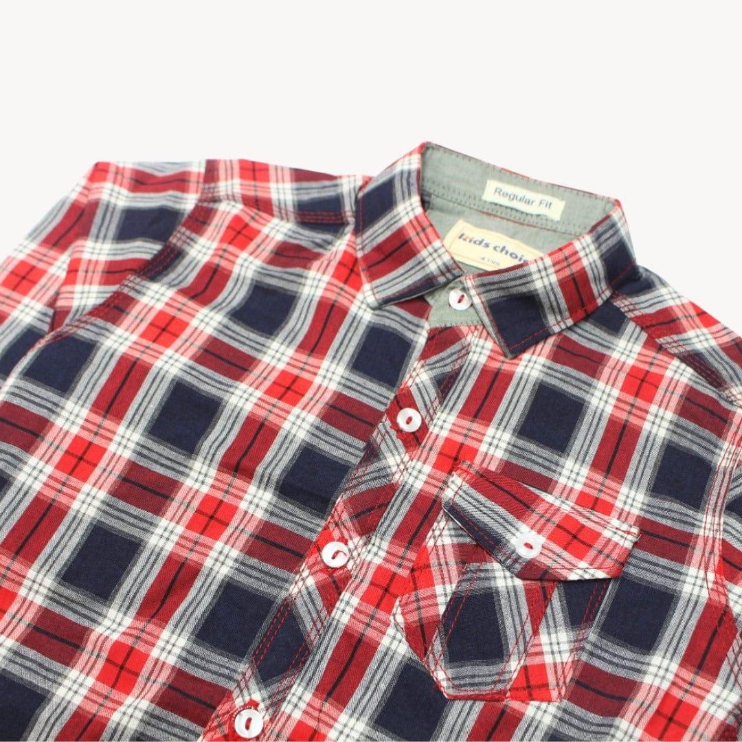 Red, White & Navy Blue Checkered Casual Shirt Full Sleeves