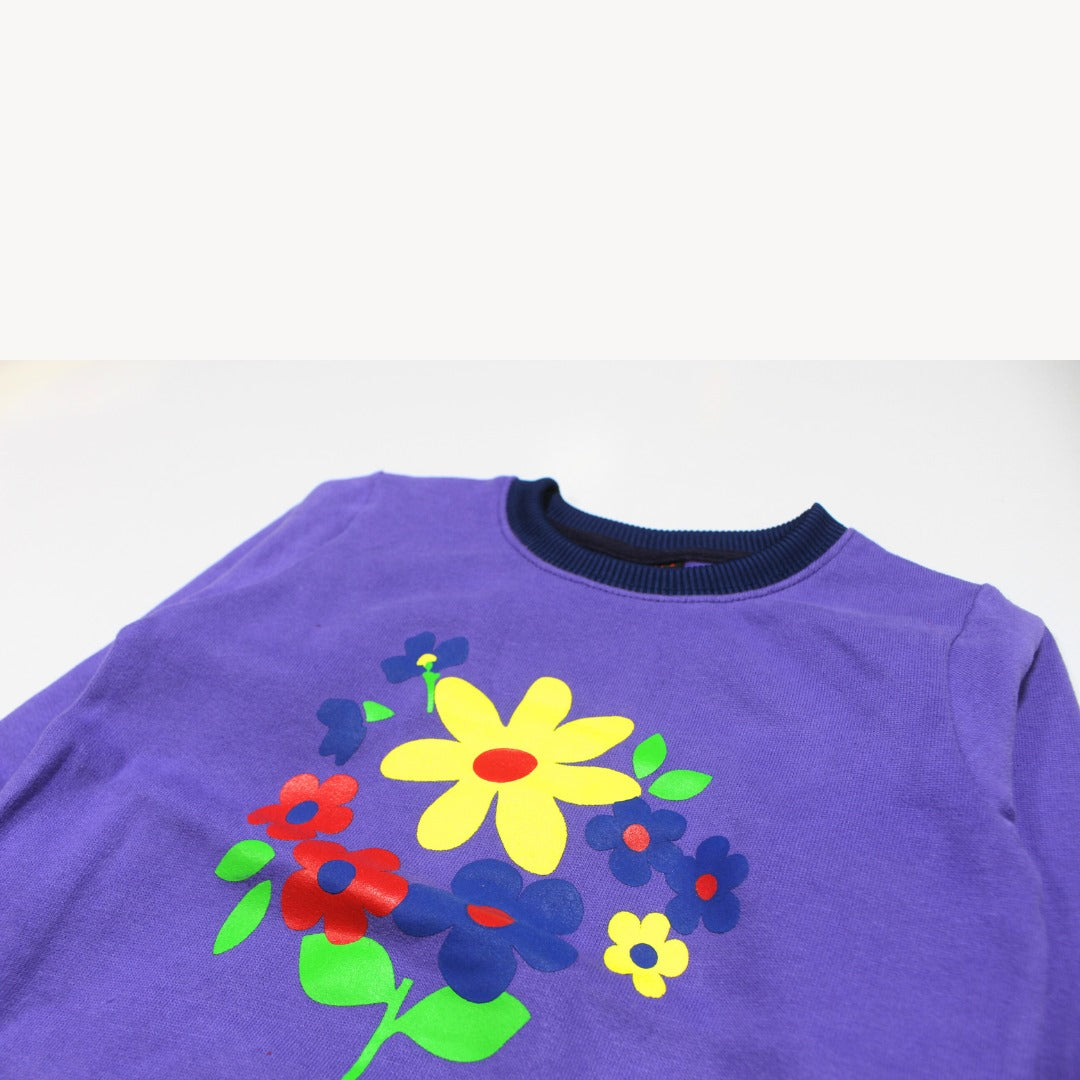 Purple Flowers Fleece Sweat Shirt