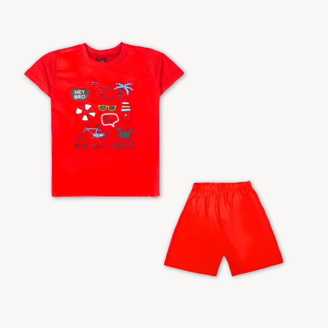 Summer Vibes Red Shirt & Short Set