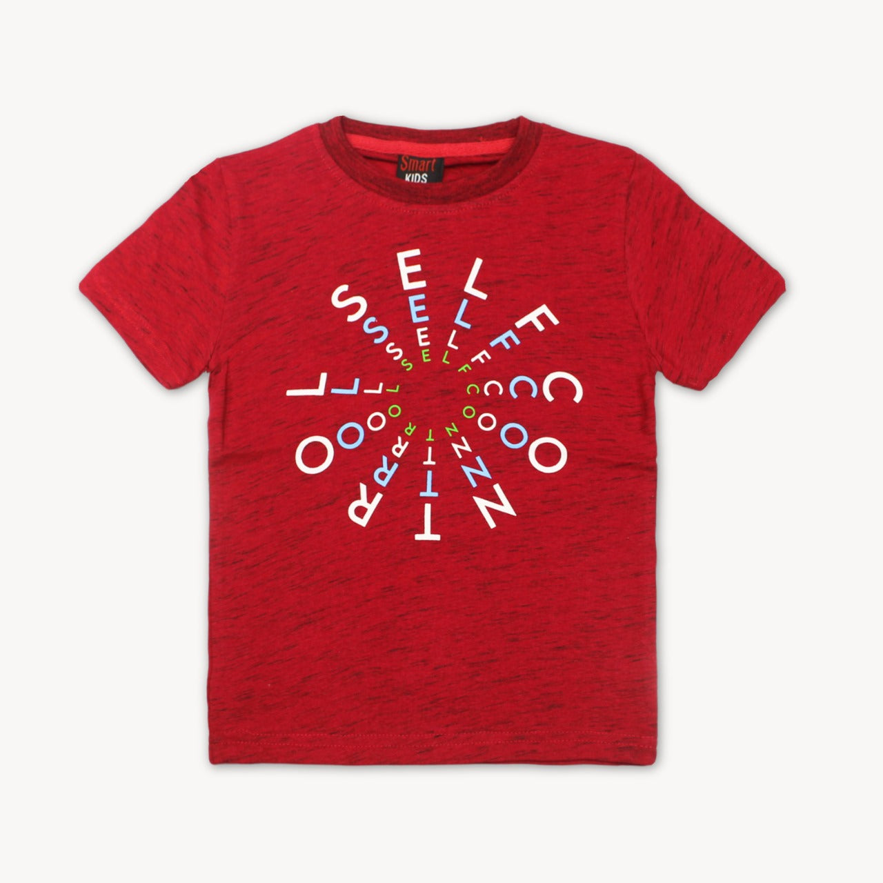 Maroon Slub Self Control Printed Cotton T-Shirt