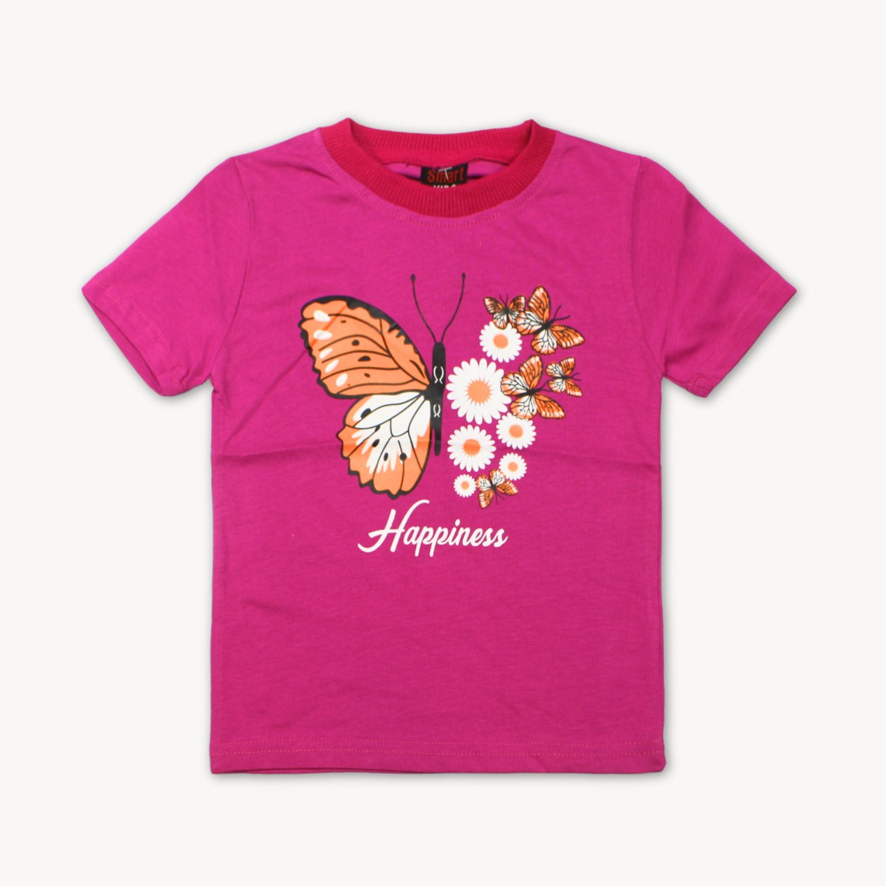 Pink Happiness Butterfly Printed Cotton T-Shirt