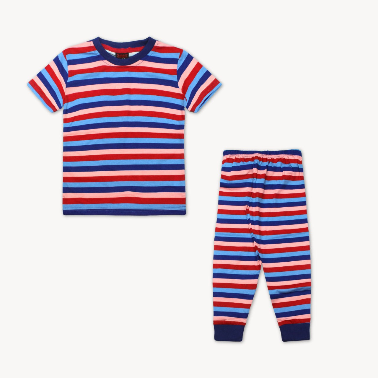 Multi Color Stripe Summers Half Sleeves Printed Pajama Shirt Set