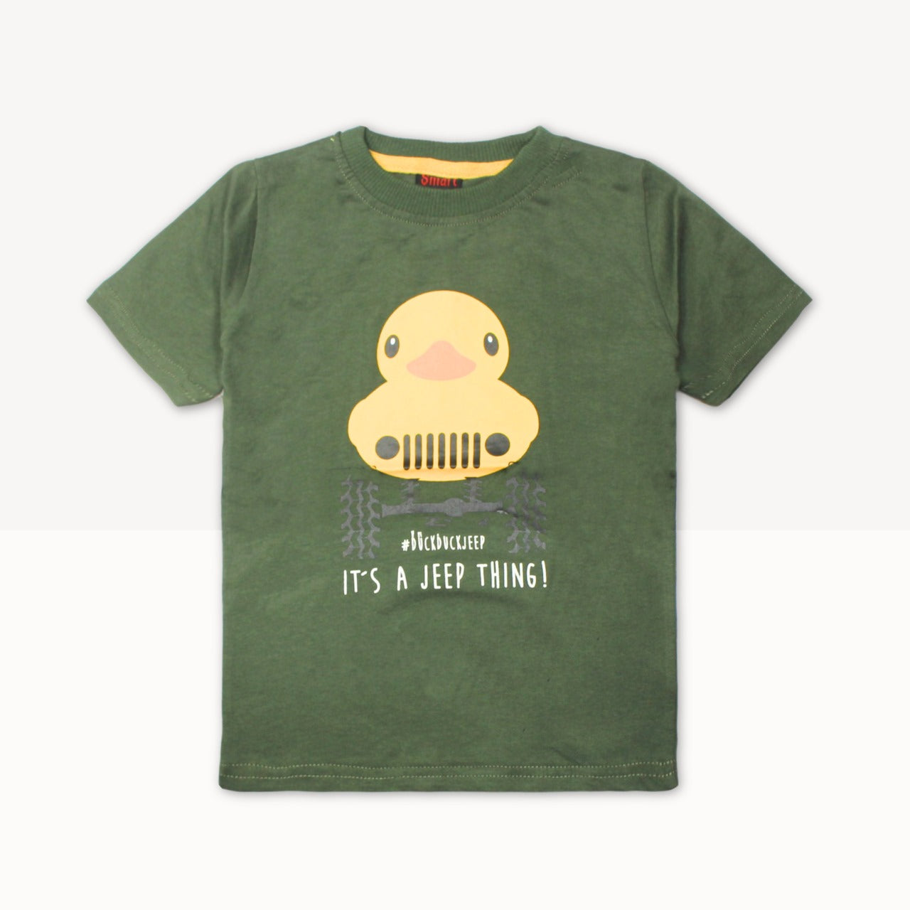 Green Duck Jeep Printed Cotton T-Shirt