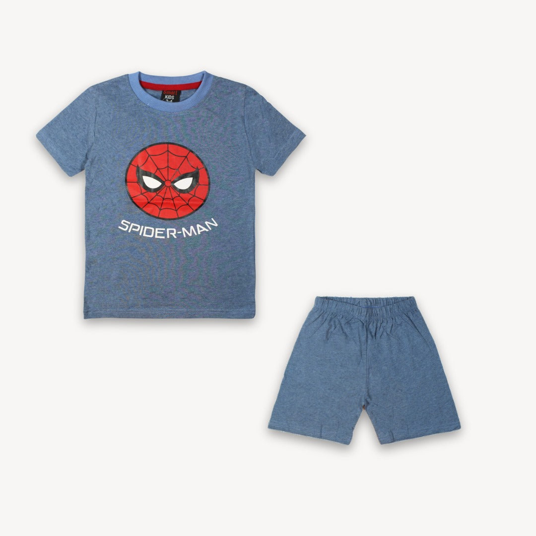 Dark Cyan Spiderman Shirt & Short Set