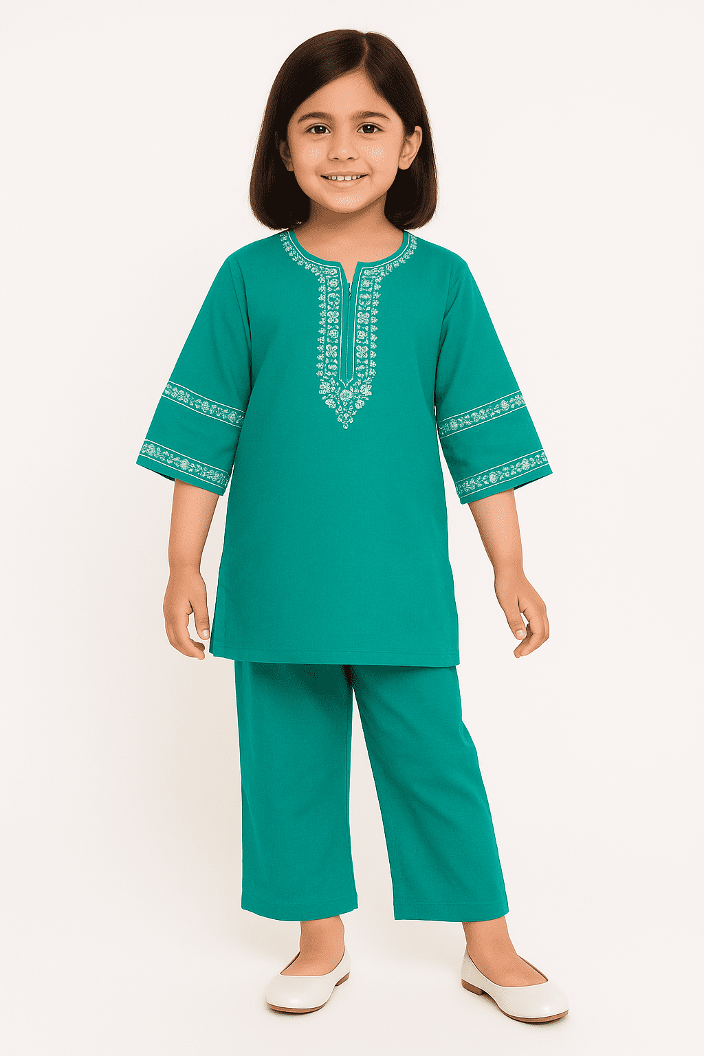 Green Embroidered Lawn Cotton 2 Piece Suit