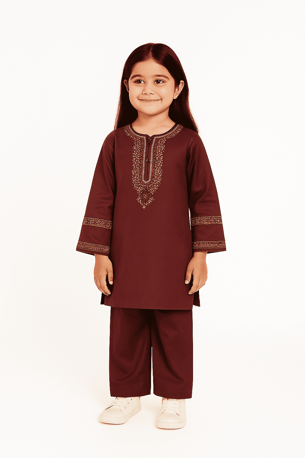 Maroon Embroidered Lawn Cotton 2 Piece Suit