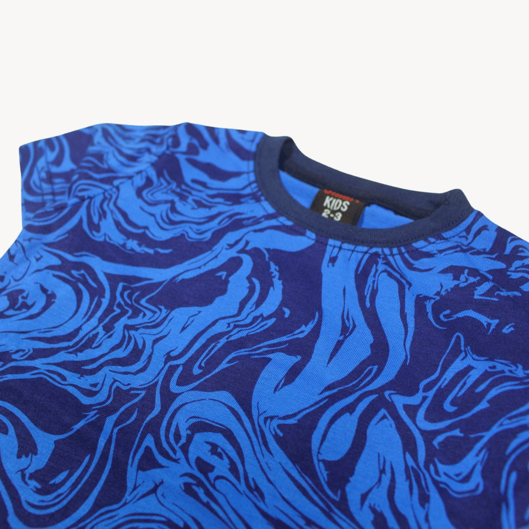 Blue Abstract Printed Shirt & Short Set