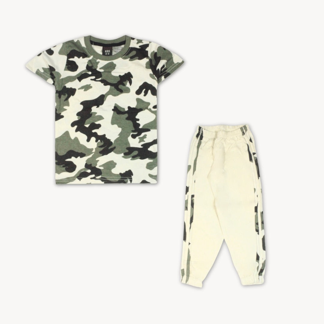 Camo Print Half Sleeves Pajama Shirt Set