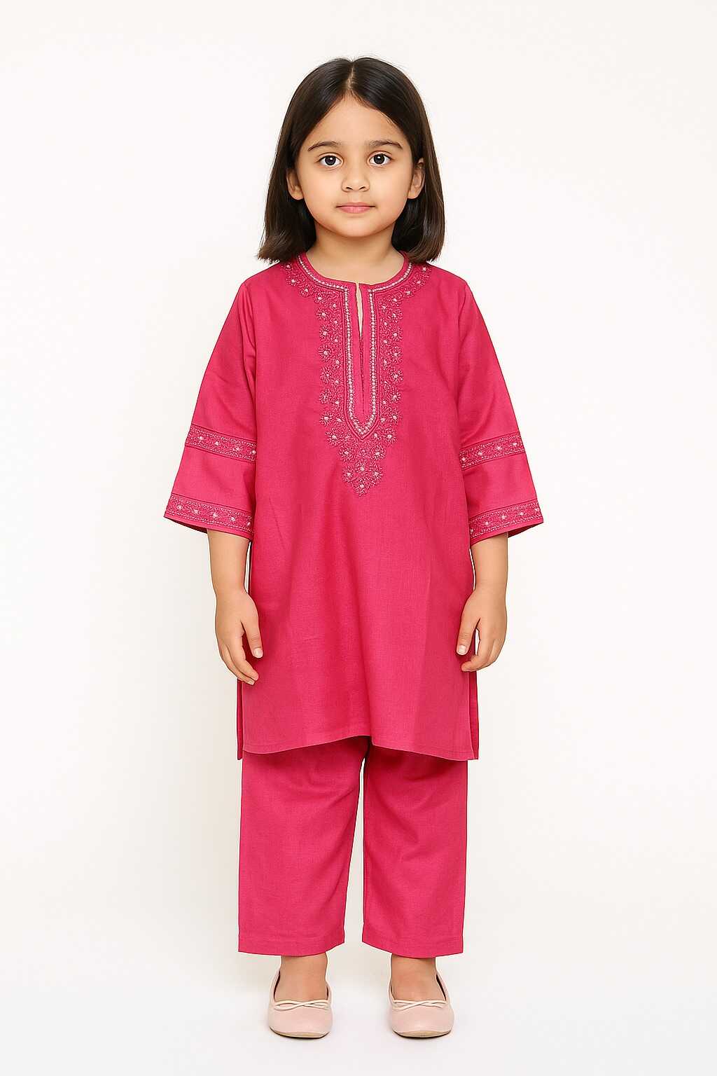Pink Embroidered Lawn Cotton 2 Piece Suit